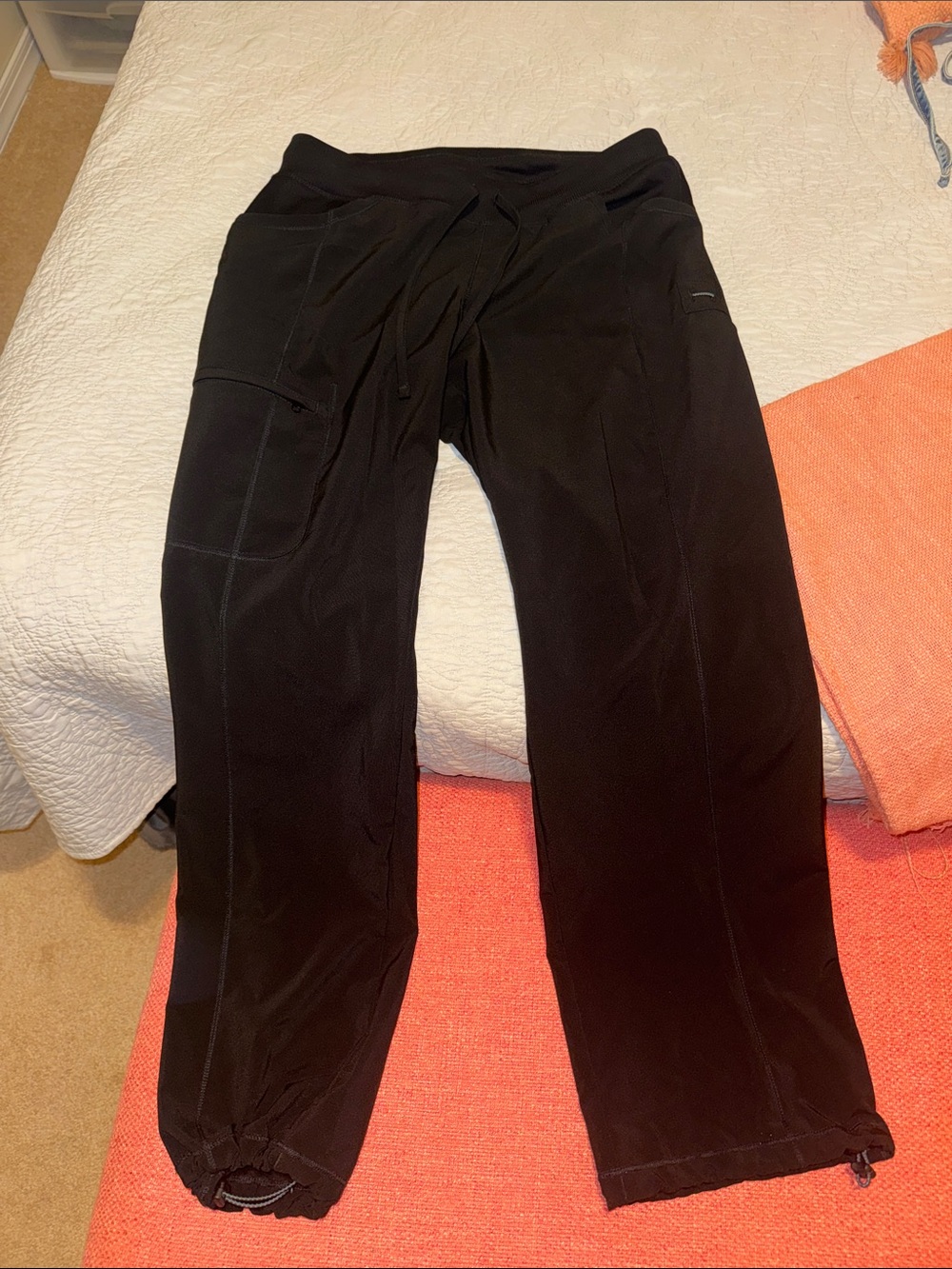 Black Women's scrub bottoms jogger/straight leg Ribbed Waistband